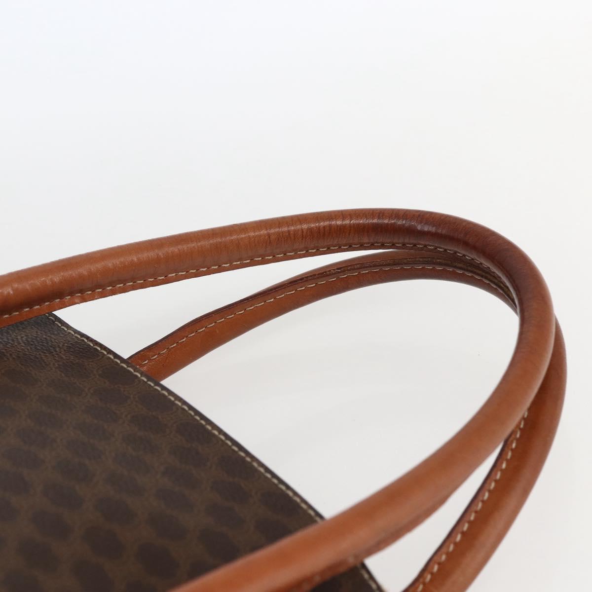 CELINE Macadam Canvas Hand Bag PVC Leather 2way Brown Gold Auth ep13453