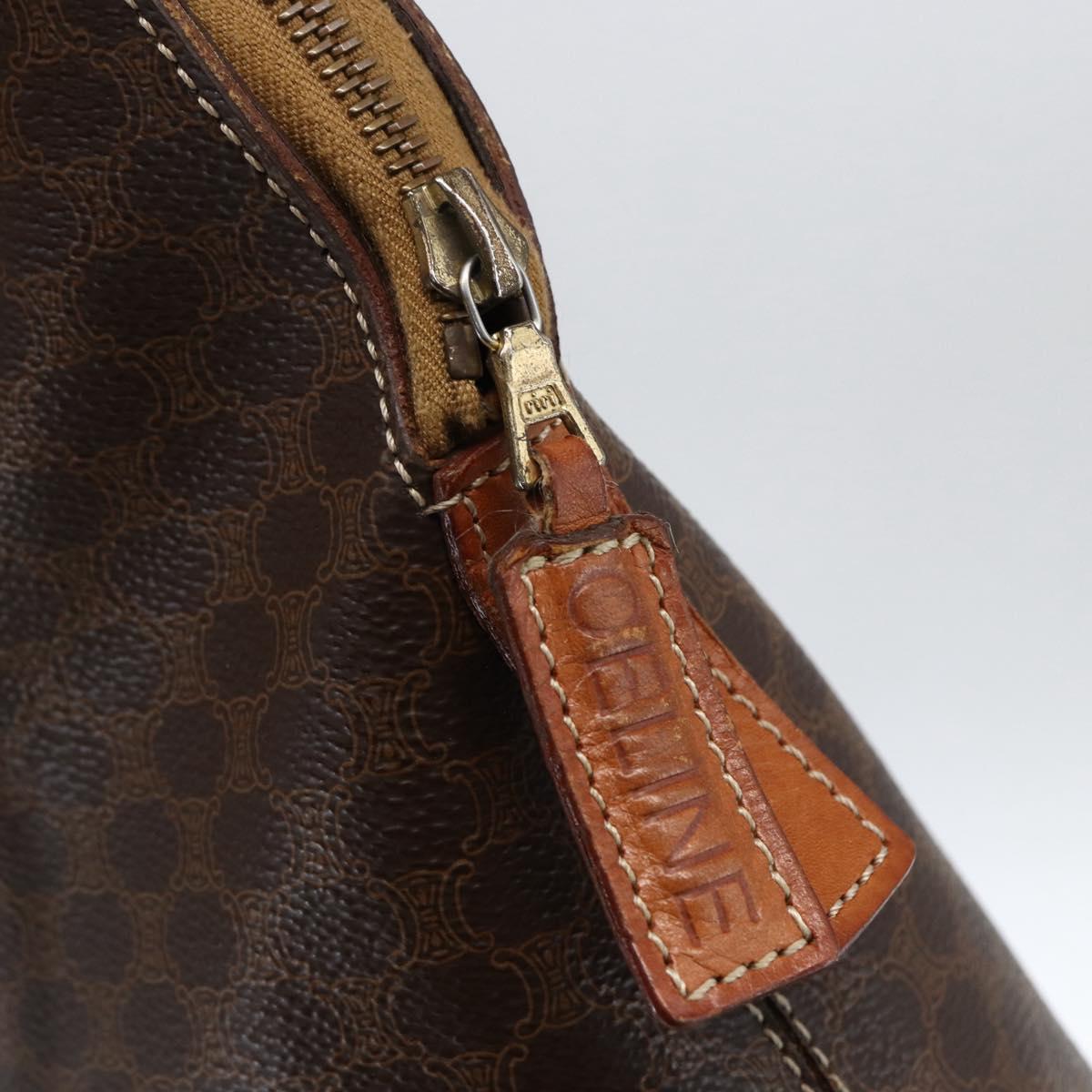 CELINE Macadam Canvas Hand Bag PVC Leather 2way Brown Gold Auth ep13453