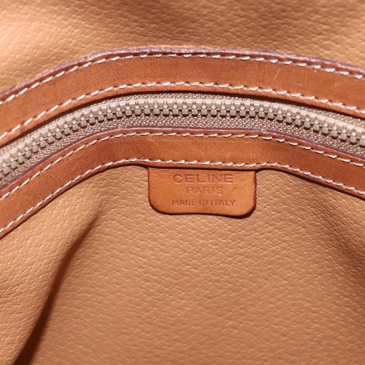 CELINE Macadam Canvas Hand Bag PVC Leather 2way Brown Gold Auth ep13453