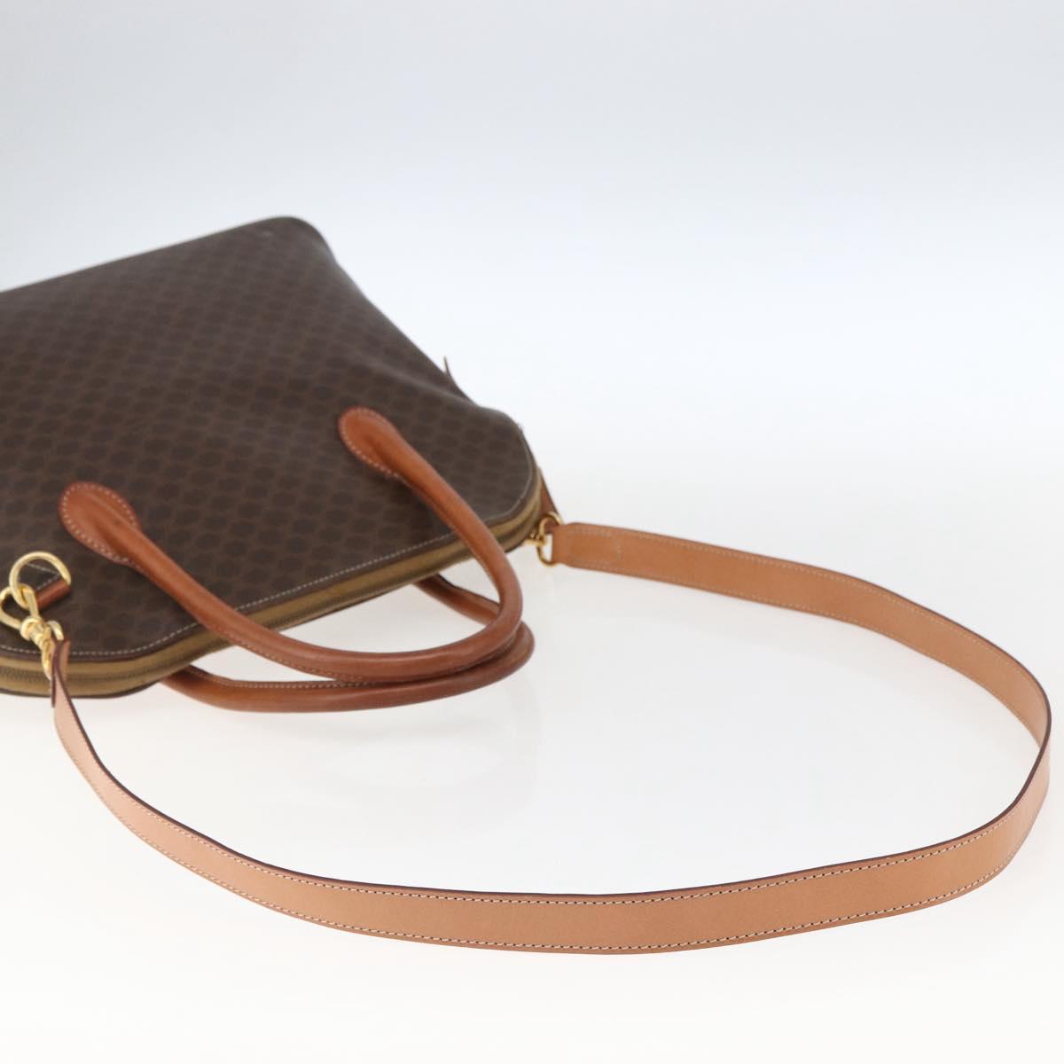 CELINE Macadam Canvas Hand Bag PVC Leather 2way Brown Gold Auth ep13453