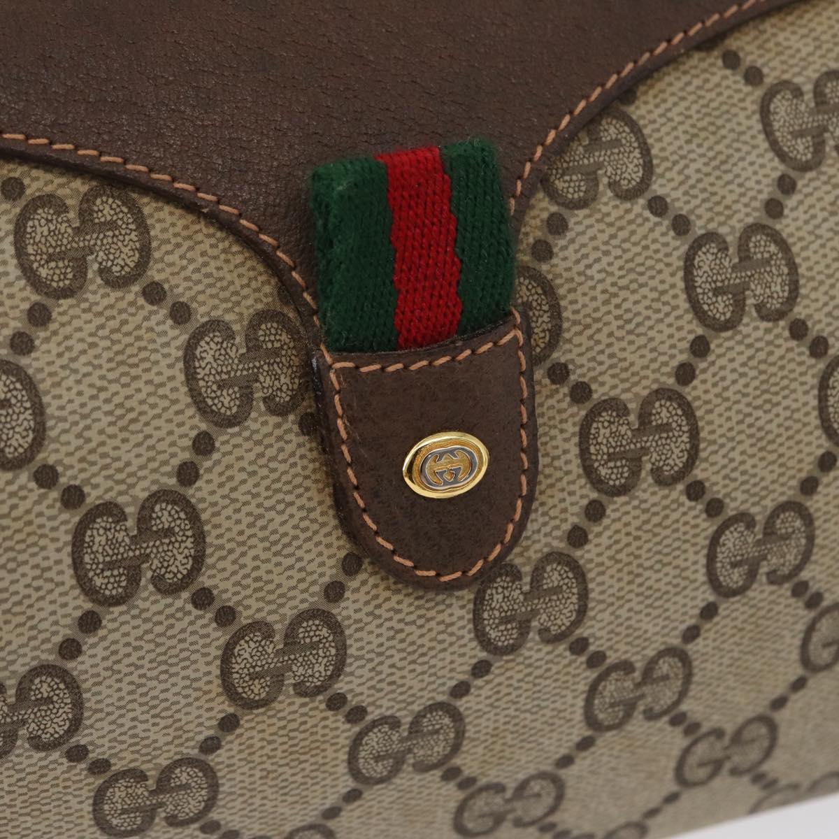 GUCCI GG Supreme Web Sherry Line Bag PVC Beige Gold 89 02 018 Auth ep13467