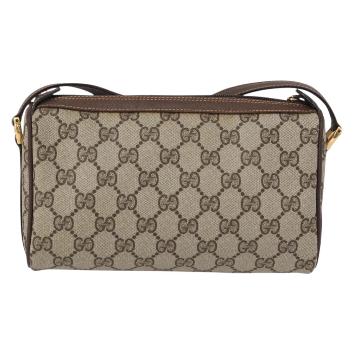GUCCI GG Supreme Web Sherry Line Bag PVC Beige Gold 89 02 018 Auth ep13467