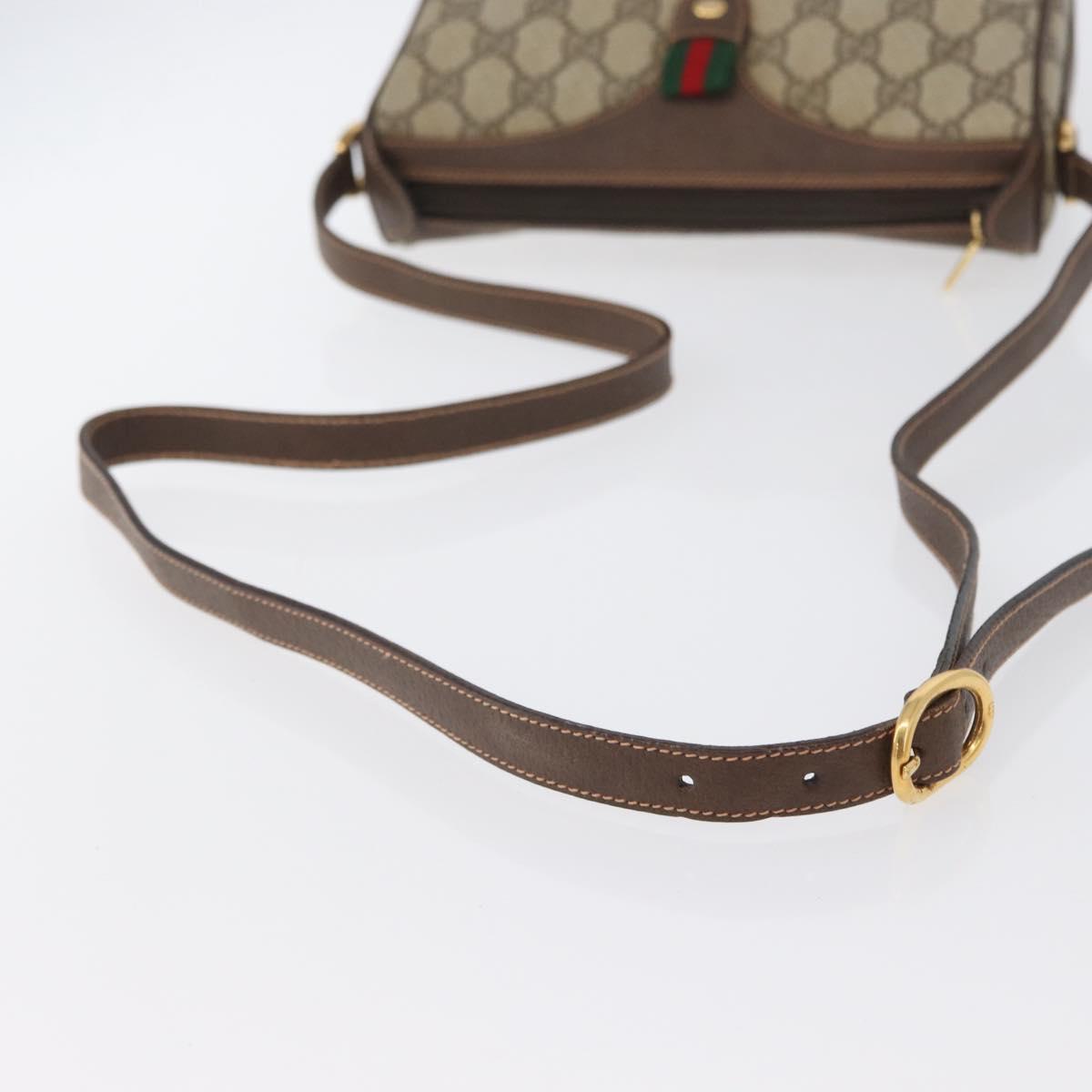 GUCCI GG Supreme Web Sherry Line Bag PVC Beige Gold 89 02 018 Auth ep13467