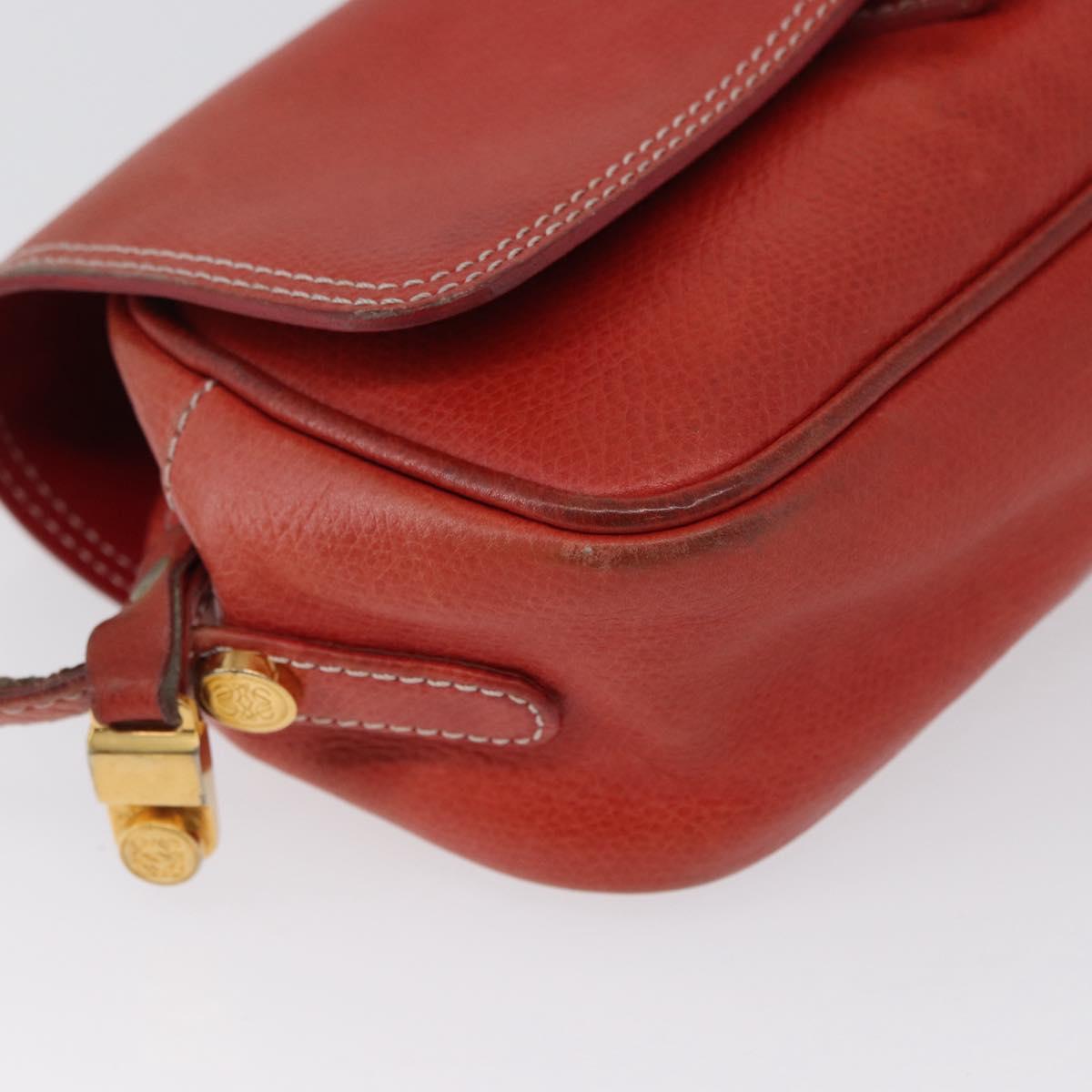 LOEWE Shoulder Bag Leather Red Gold Auth ep13468