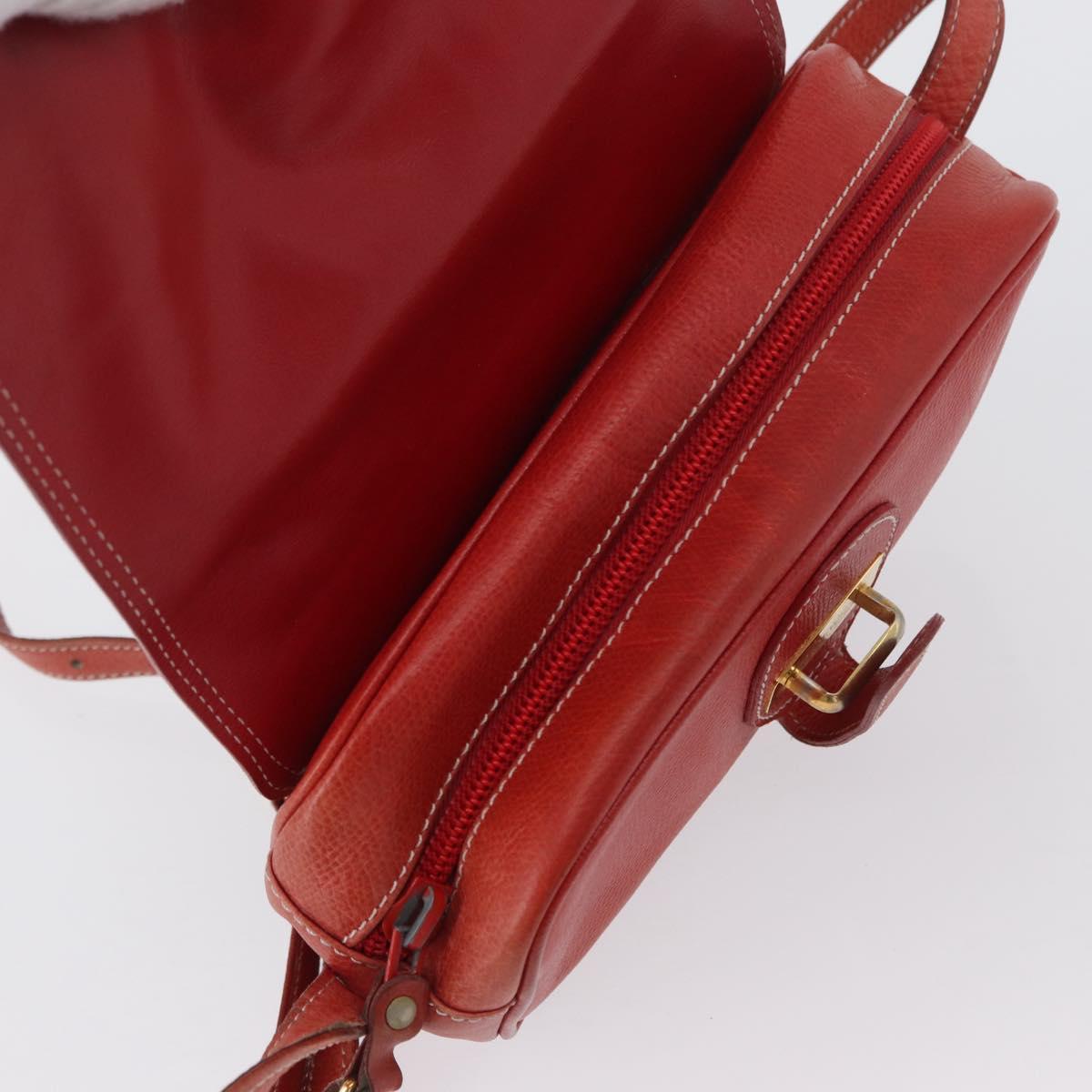 LOEWE Shoulder Bag Leather Red Gold Auth ep13468