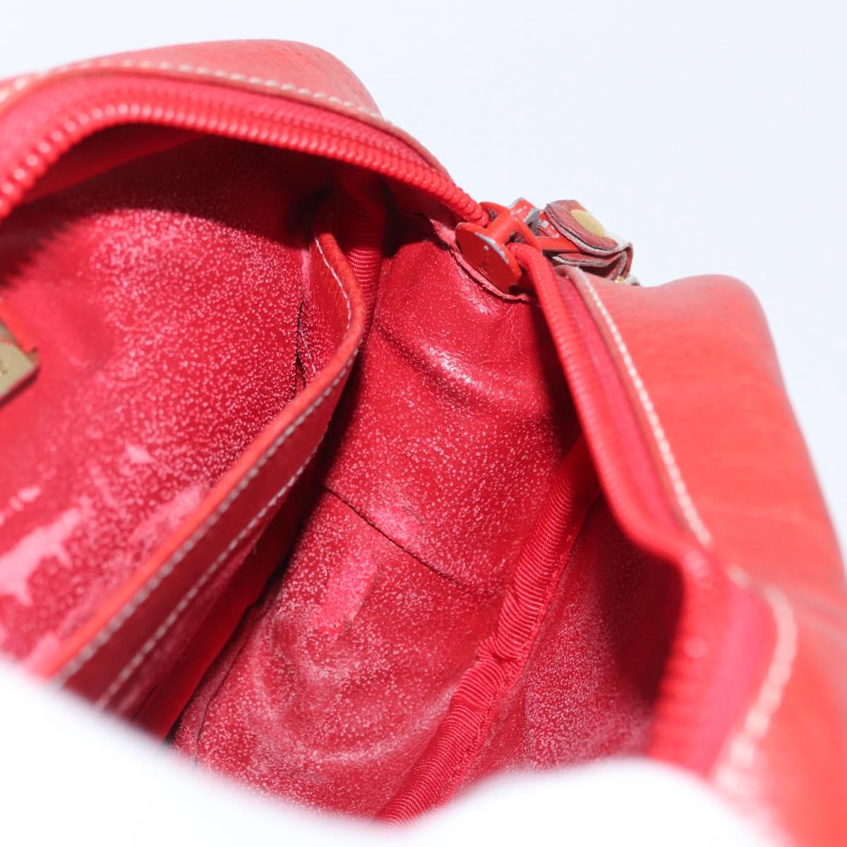 LOEWE Shoulder Bag Leather Red Gold Auth ep13468