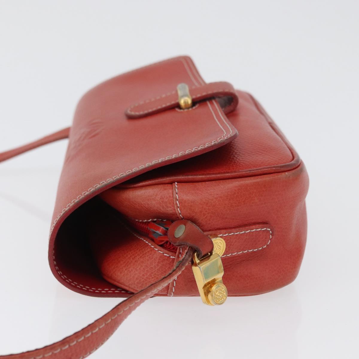 LOEWE Shoulder Bag Leather Red Gold Auth ep13468