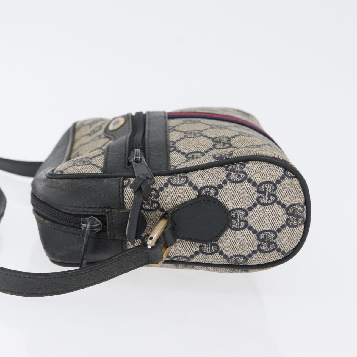 GUCCI GG Supreme Sherry Line Shoulder Bag PVC Navy Gold 89 02 004 Auth ep13472