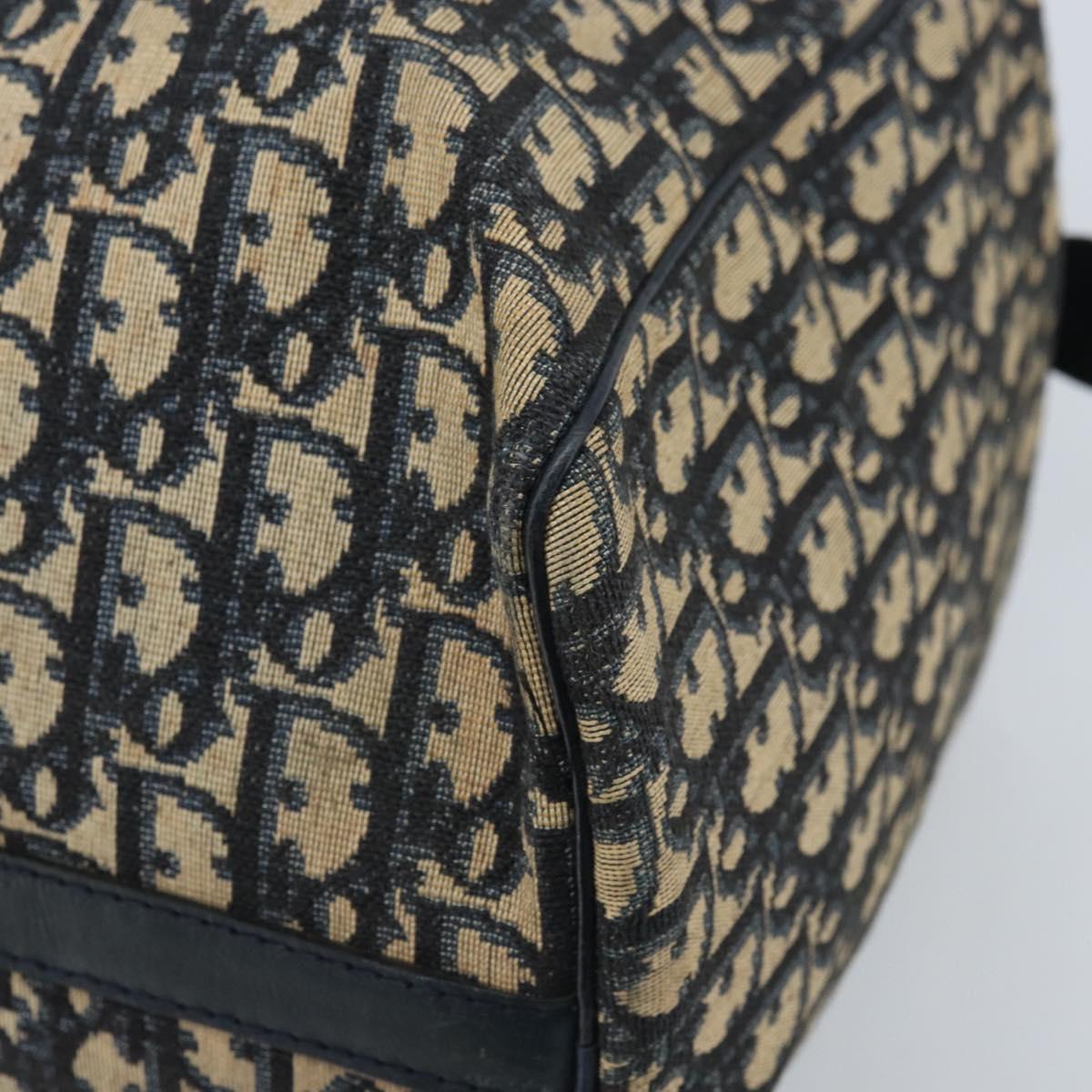 Christian Dior Trotter Canvas Boston Bag Navy Silver Auth ep13473