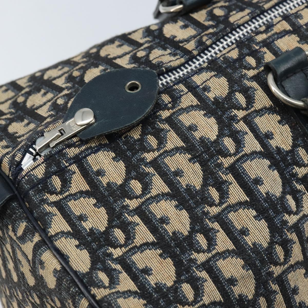 Christian Dior Trotter Canvas Boston Bag Navy Silver Auth ep13473