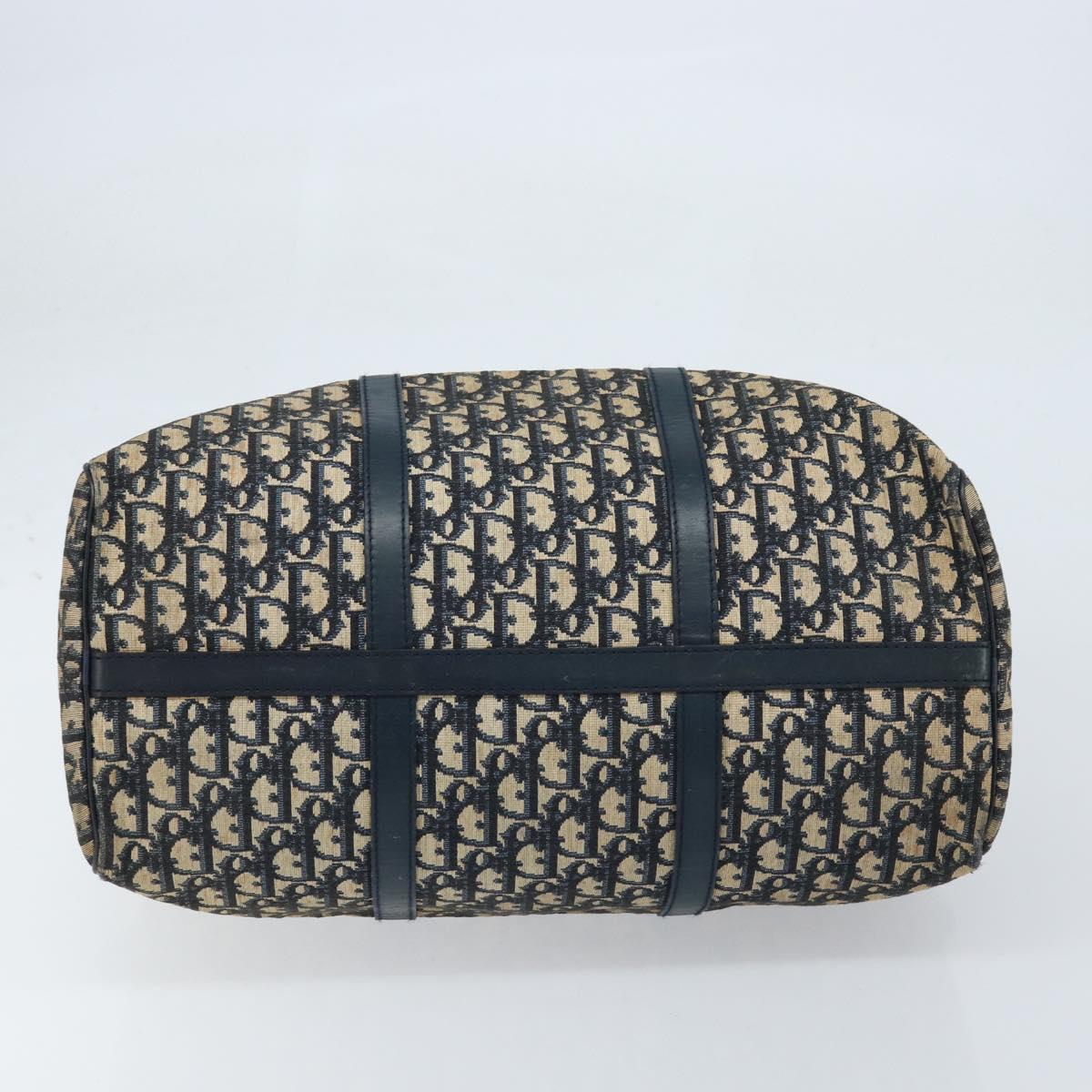 Christian Dior Trotter Canvas Boston Bag Navy Silver Auth ep13473