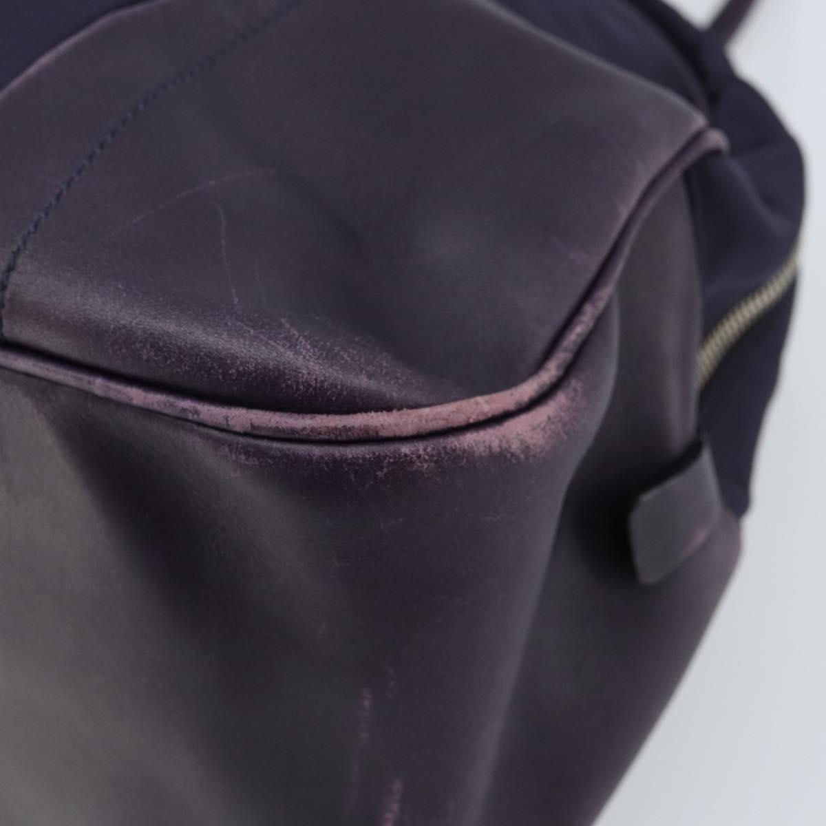 PRADA Boston Bag Nylon Purple Silver Auth ep13475