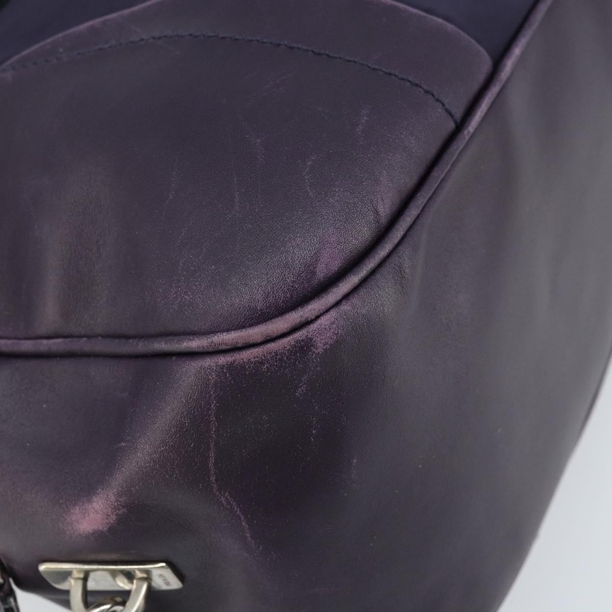 PRADA Boston Bag Nylon Purple Silver Auth ep13475