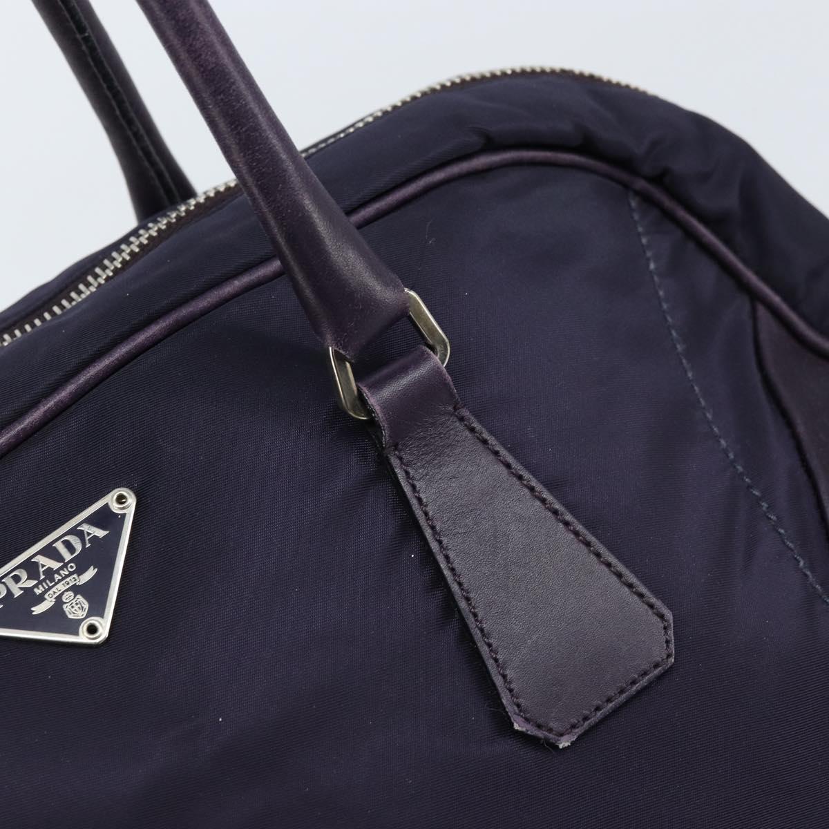 PRADA Boston Bag Nylon Purple Silver Auth ep13475