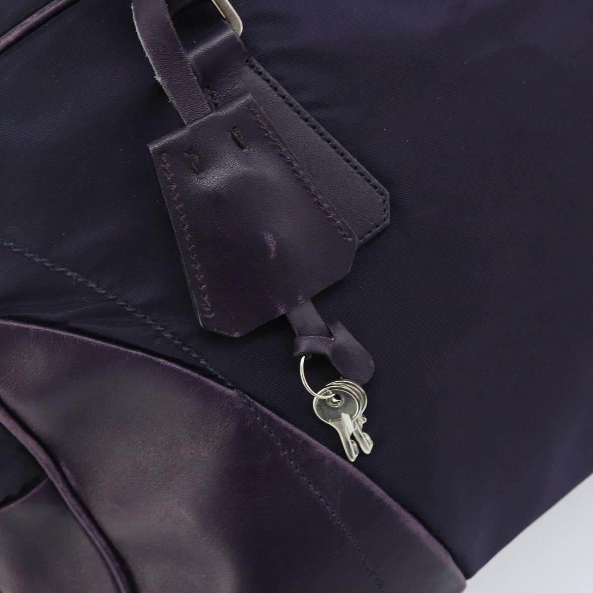 PRADA Boston Bag Nylon Purple Silver Auth ep13475