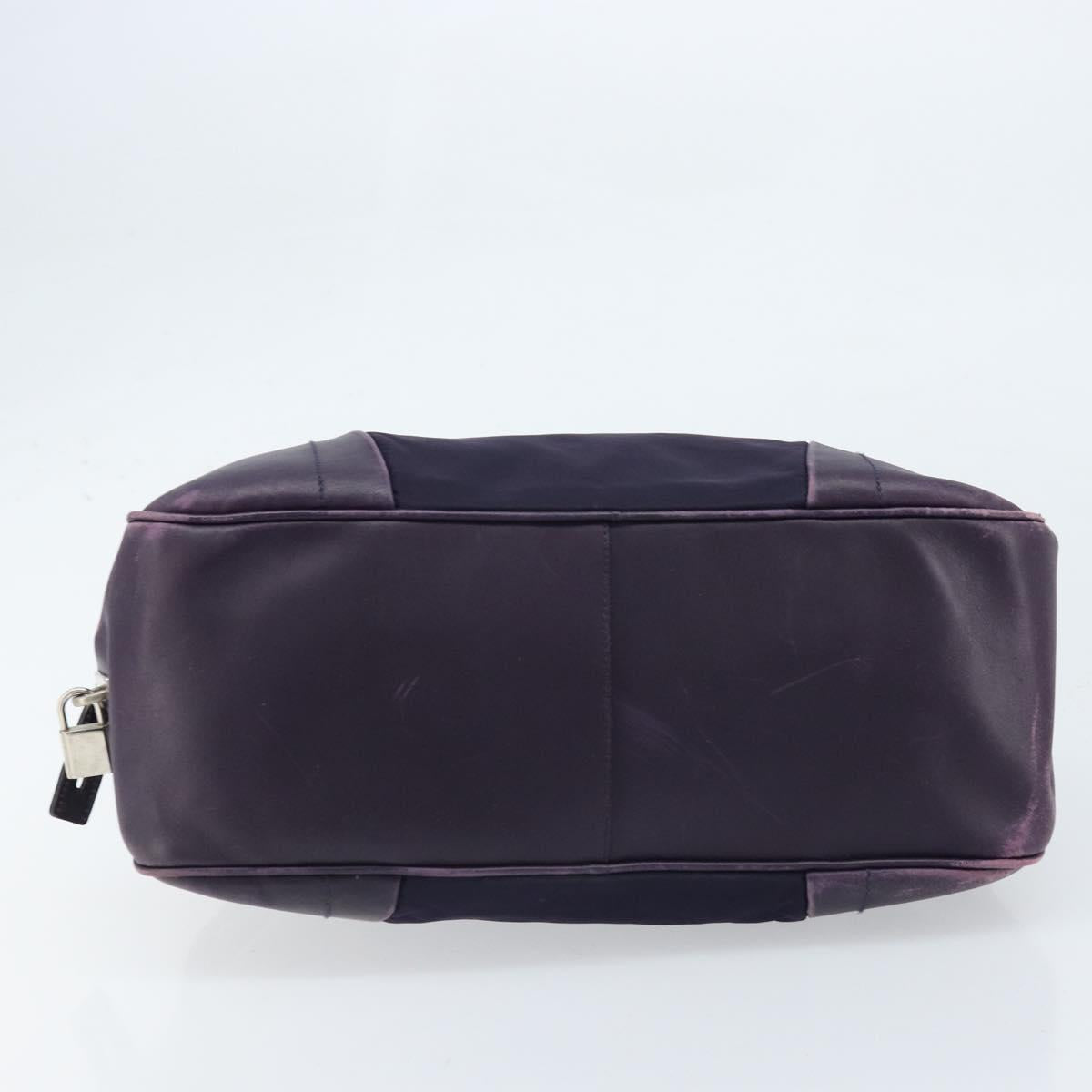 PRADA Boston Bag Nylon Purple Silver Auth ep13475
