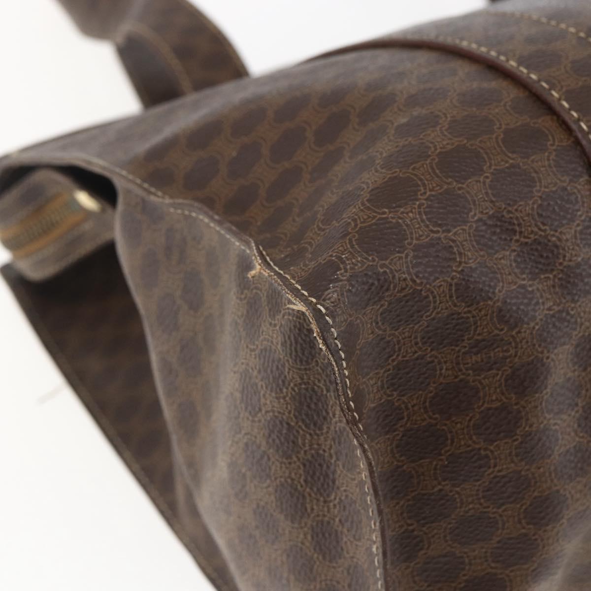 CELINE Macadam Canvas Tote Bag PVC Leather Brown Gold Auth ep13478