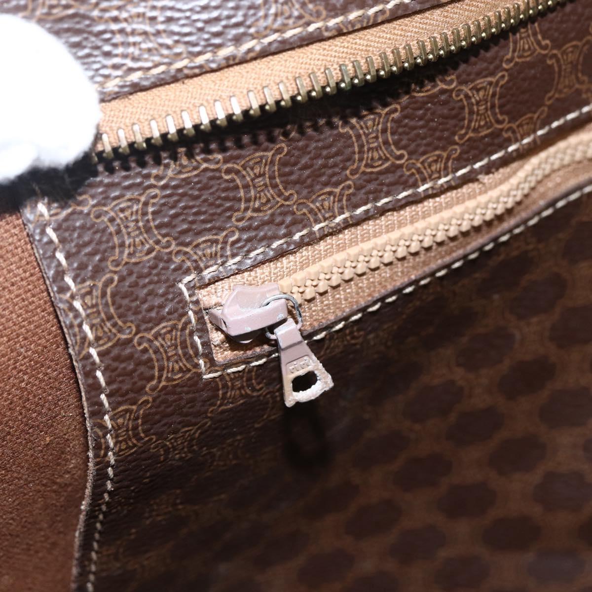 CELINE Macadam Canvas Tote Bag PVC Leather Brown Gold Auth ep13478