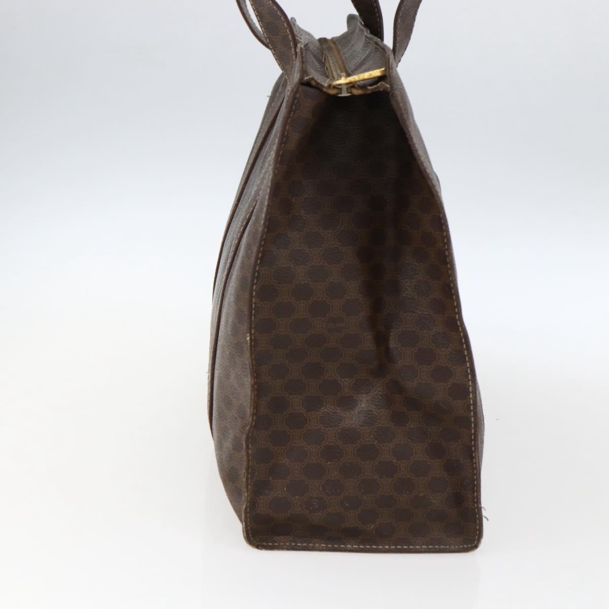CELINE Macadam Canvas Tote Bag PVC Leather Brown Gold Auth ep13478