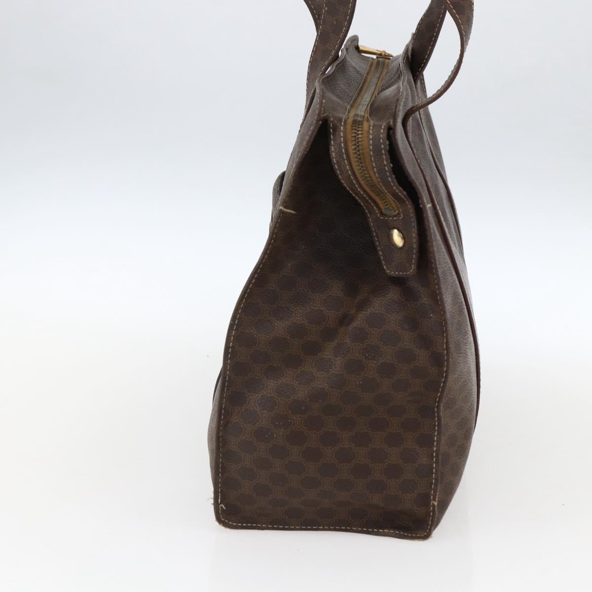 CELINE Macadam Canvas Tote Bag PVC Leather Brown Gold Auth ep13478