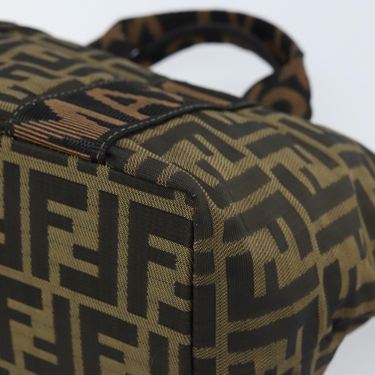 FENDI Zucca Canvas Hand Bag Brown Black Auth ep13479