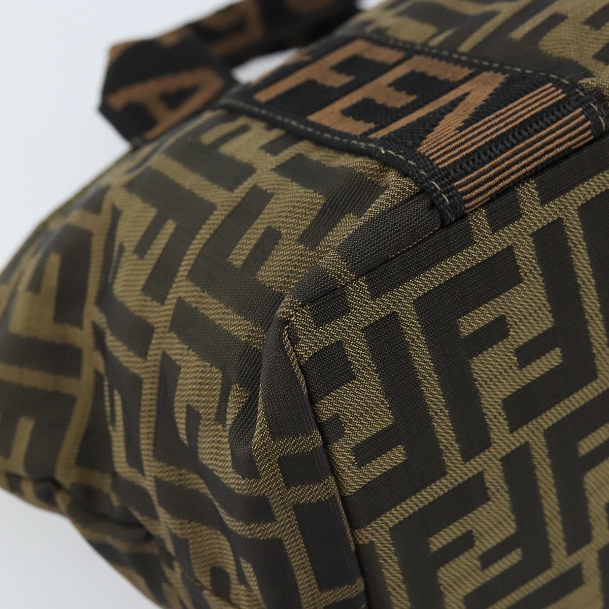 FENDI Zucca Canvas Hand Bag Brown Black Auth ep13479