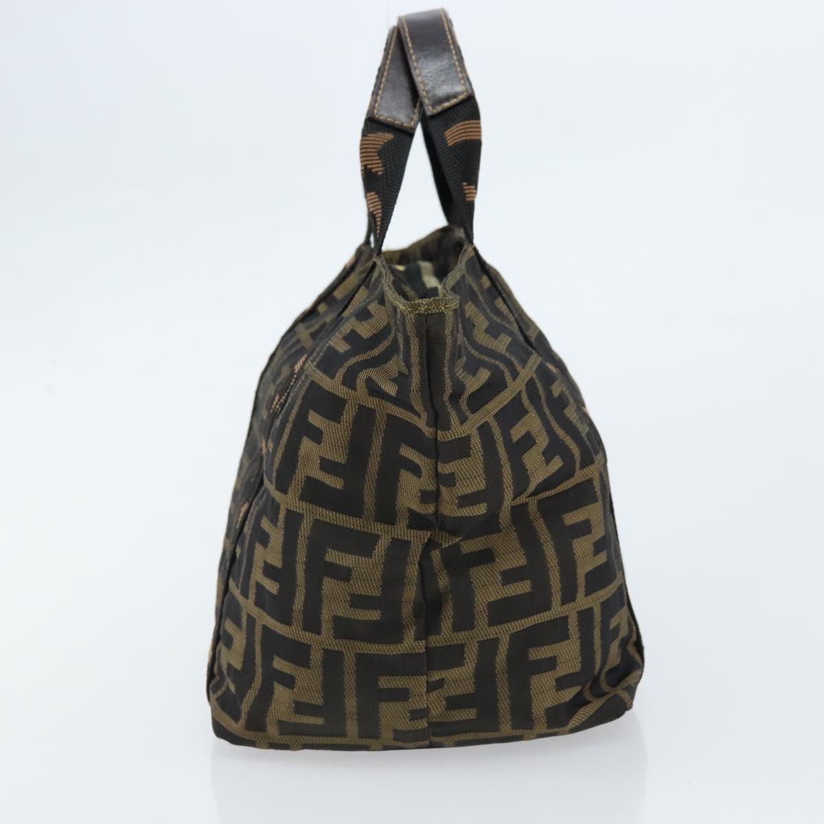 FENDI Zucca Canvas Hand Bag Brown Black Auth ep13479
