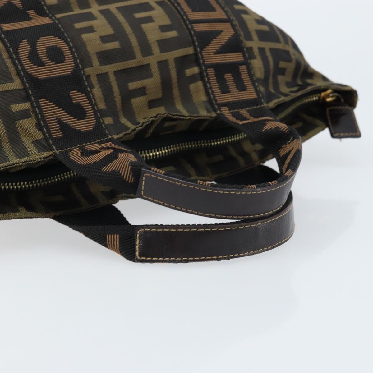 FENDI Zucca Canvas Hand Bag Brown Black Auth ep13479