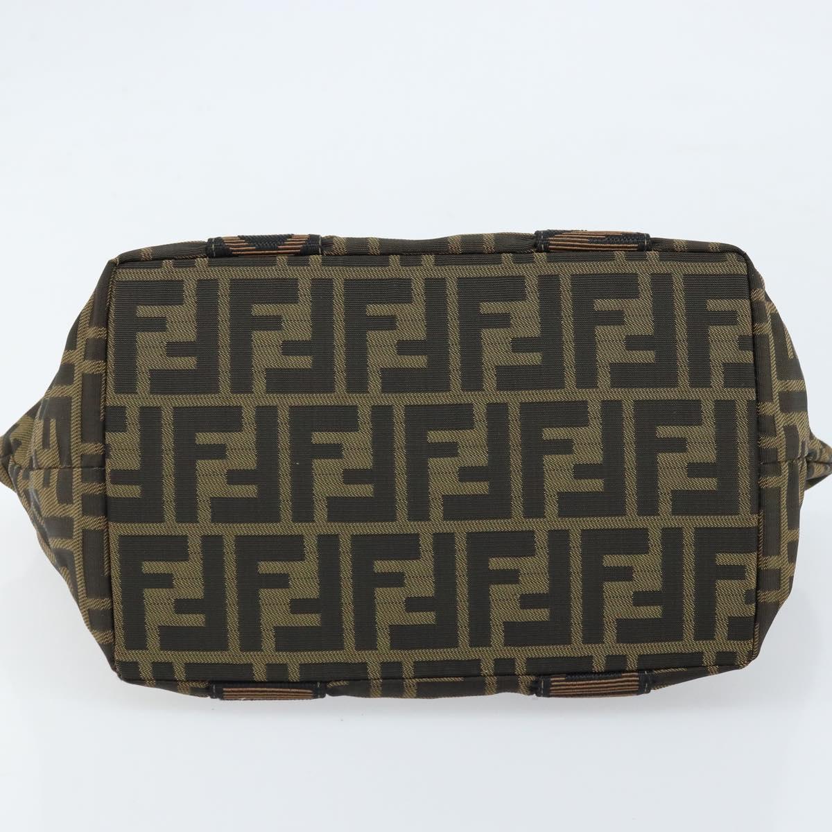 FENDI Zucca Canvas Hand Bag Brown Black Auth ep13479