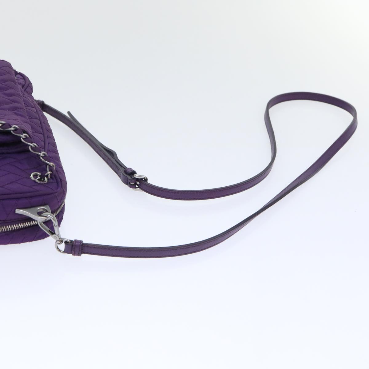 PRADA Quilted Chain Shoulder Bag Nylon Purple Auth ep1348