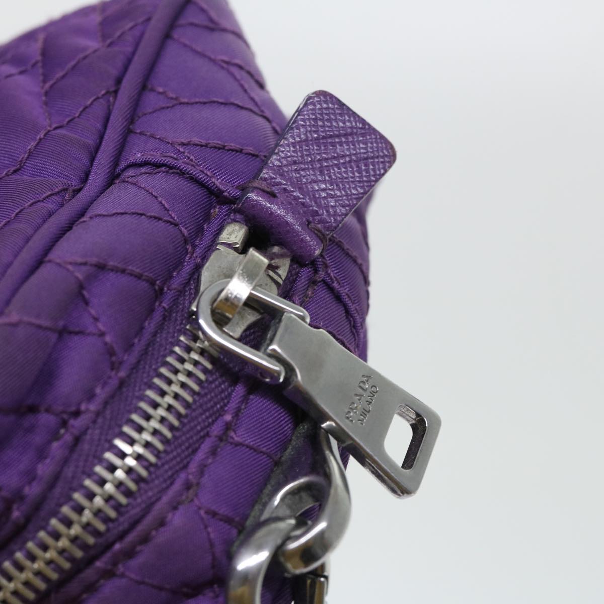 PRADA Quilted Chain Shoulder Bag Nylon Purple Auth ep1348