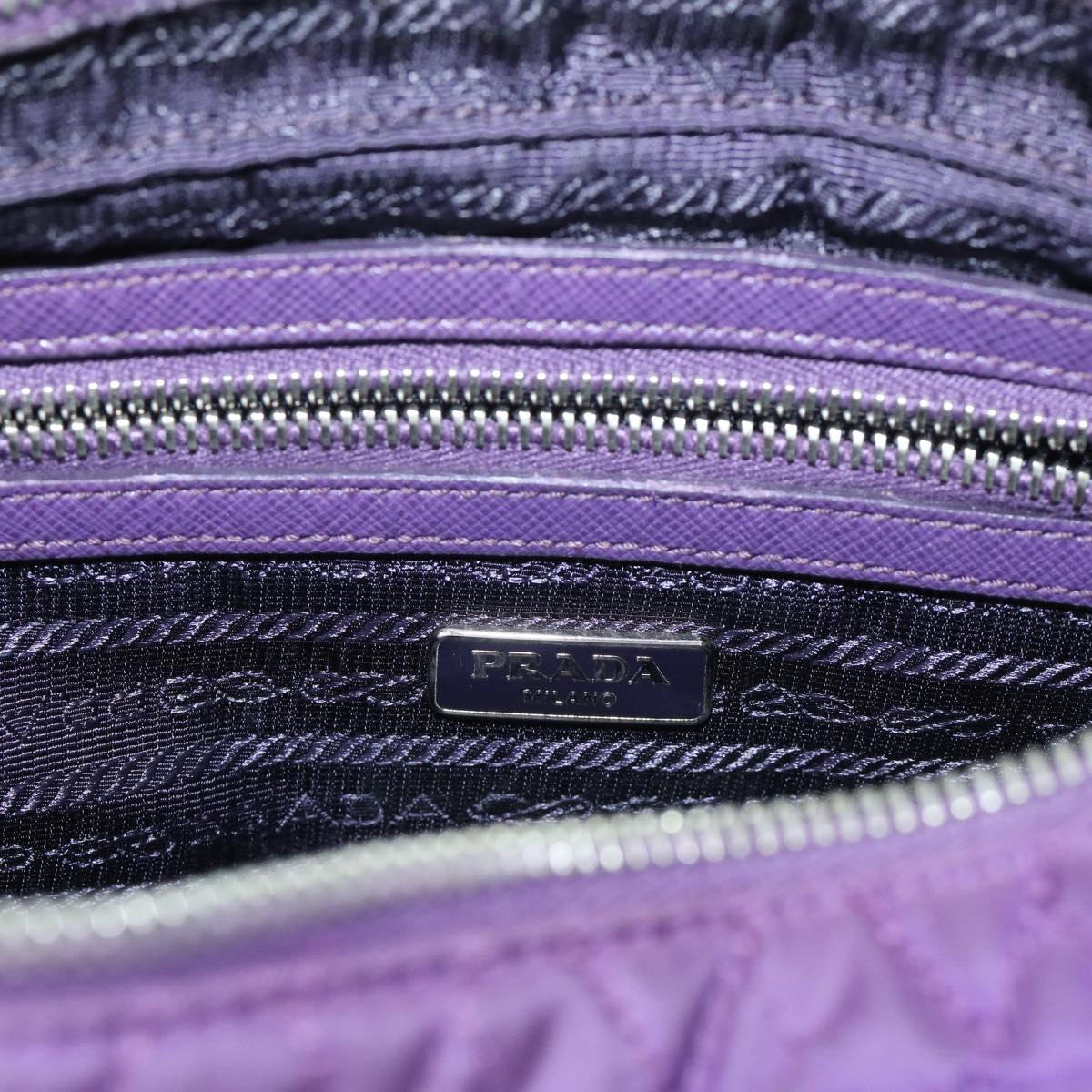 PRADA Quilted Chain Shoulder Bag Nylon Purple Auth ep1348