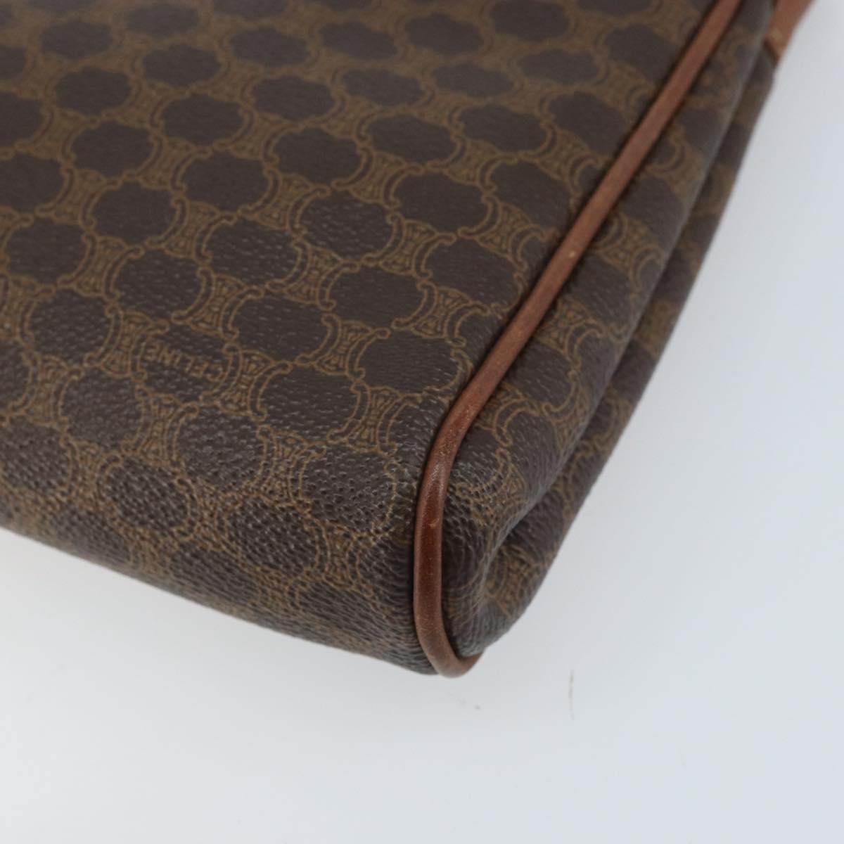 CELINE Macadam Canvas Shoulder Bag PVC Leather Brown Gold Auth ep13480