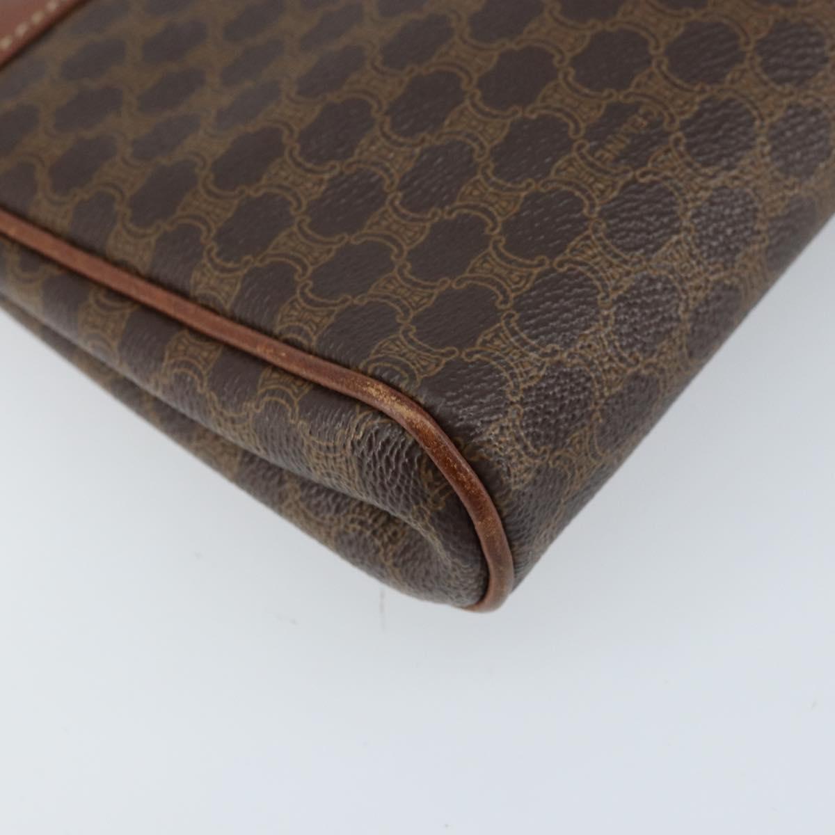 CELINE Macadam Canvas Shoulder Bag PVC Leather Brown Gold Auth ep13480