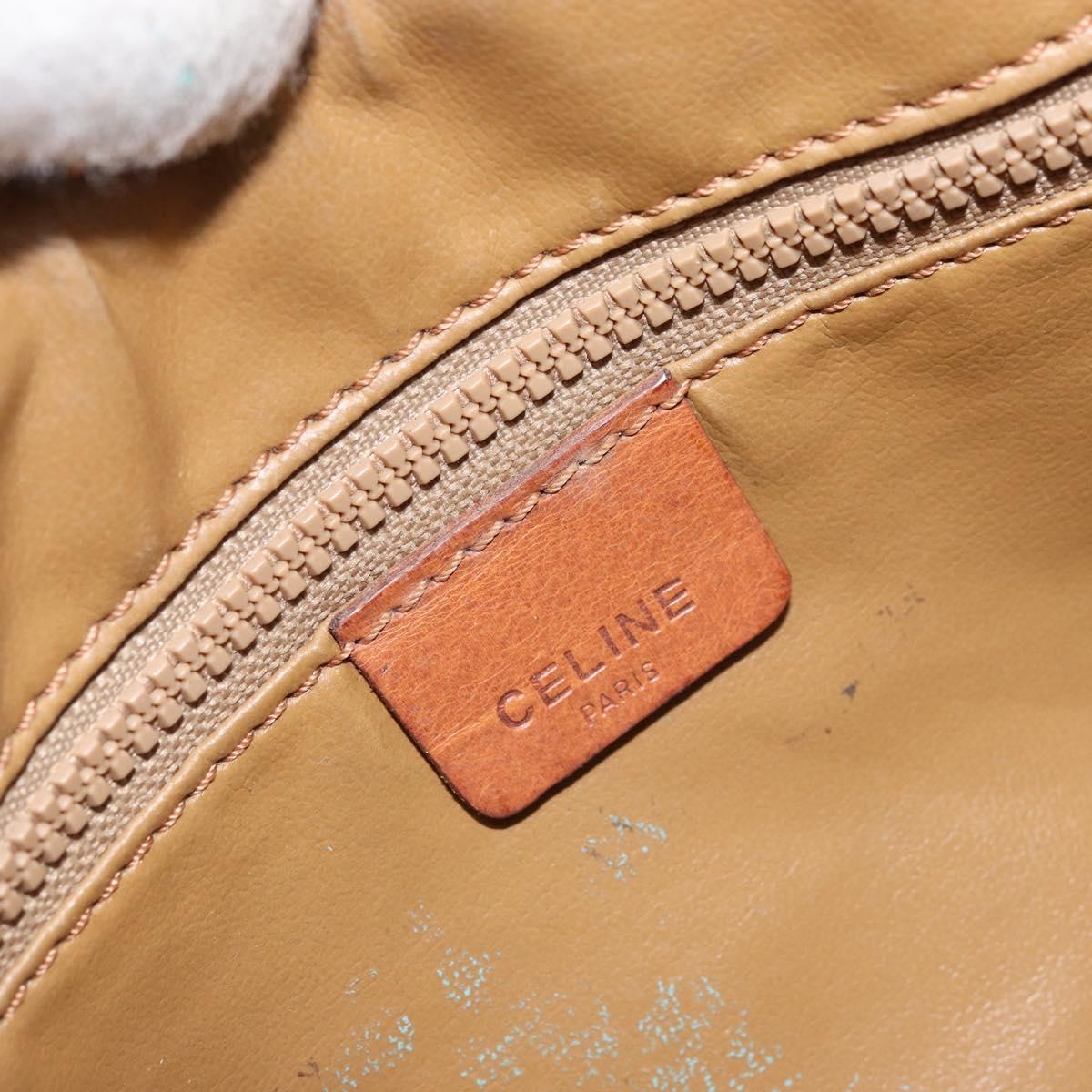 CELINE Macadam Canvas Shoulder Bag PVC Leather Brown Gold Auth ep13480