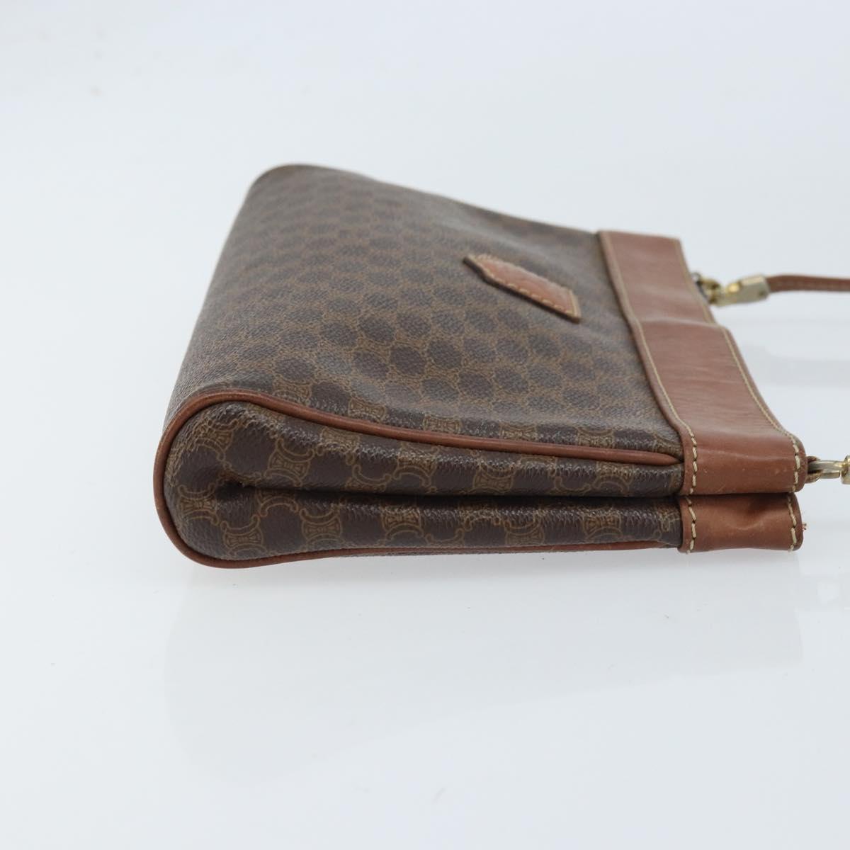 CELINE Macadam Canvas Shoulder Bag PVC Leather Brown Gold Auth ep13480