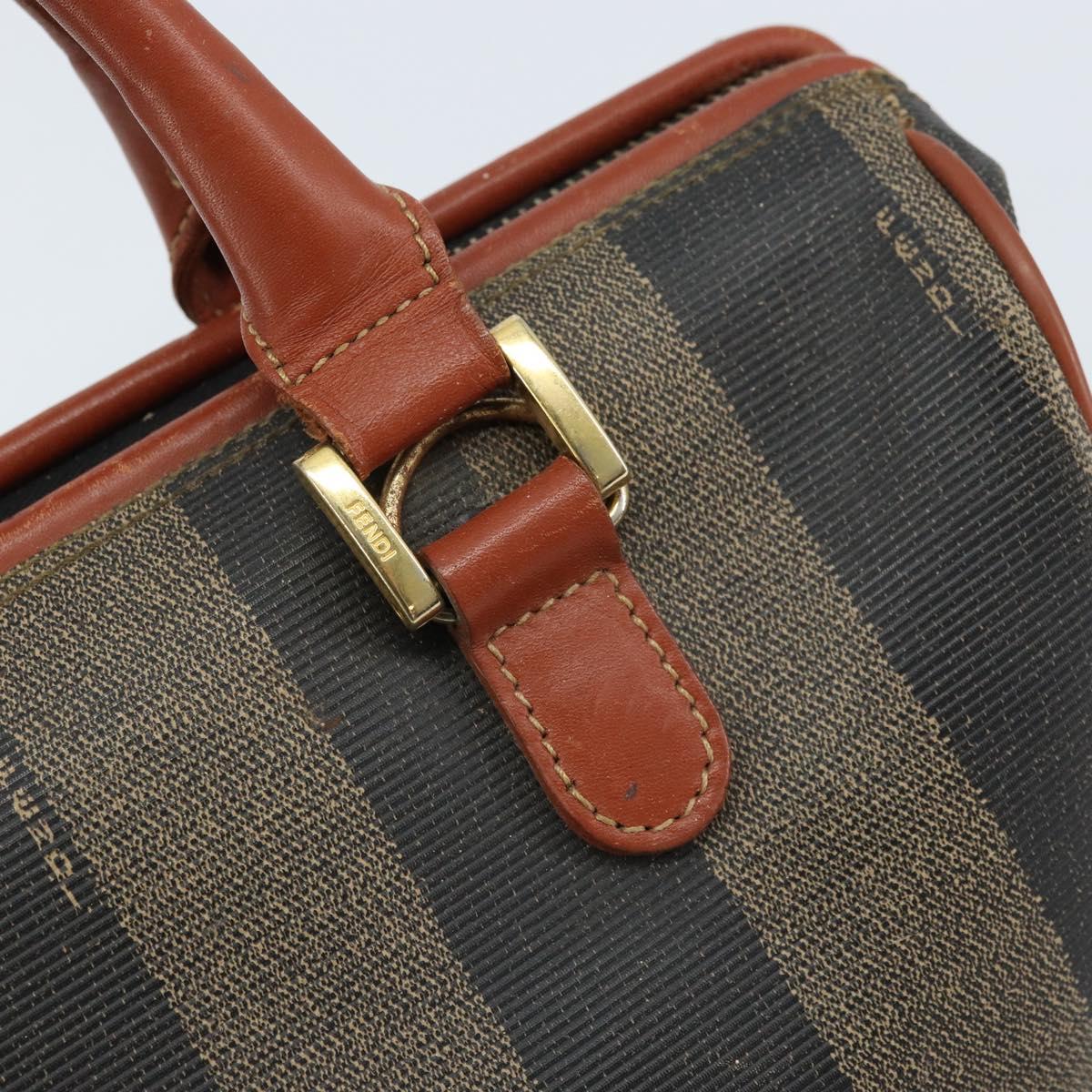 FENDI Pecan Canvas Hand Bag Black Brown Auth ep13483