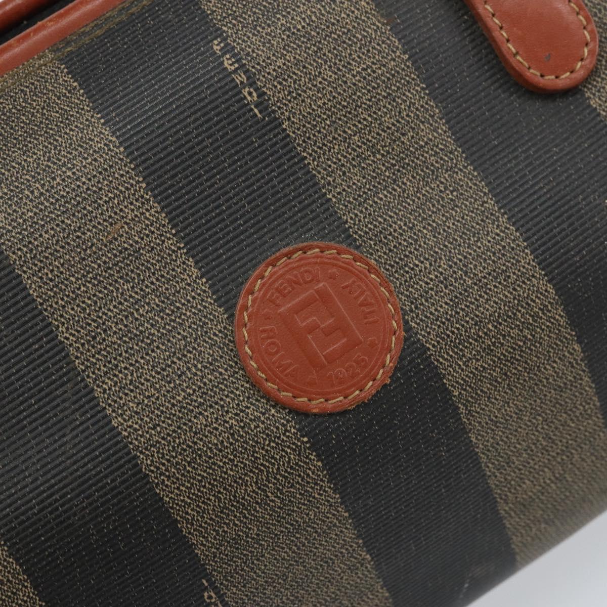 FENDI Pecan Canvas Hand Bag Black Brown Auth ep13483
