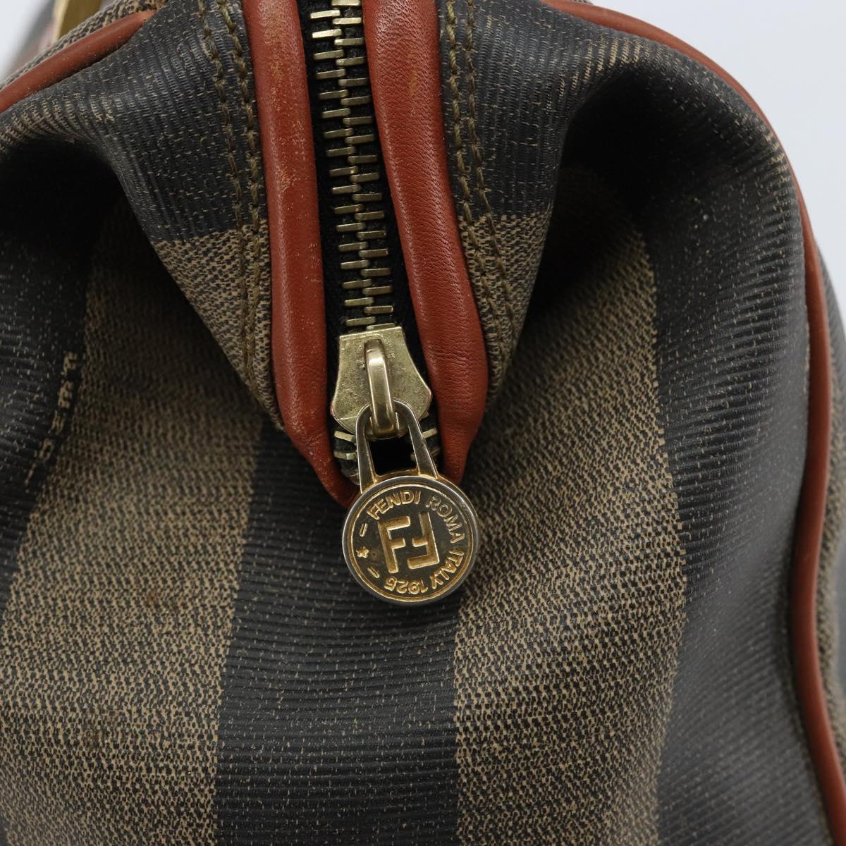 FENDI Pecan Canvas Hand Bag Black Brown Auth ep13483