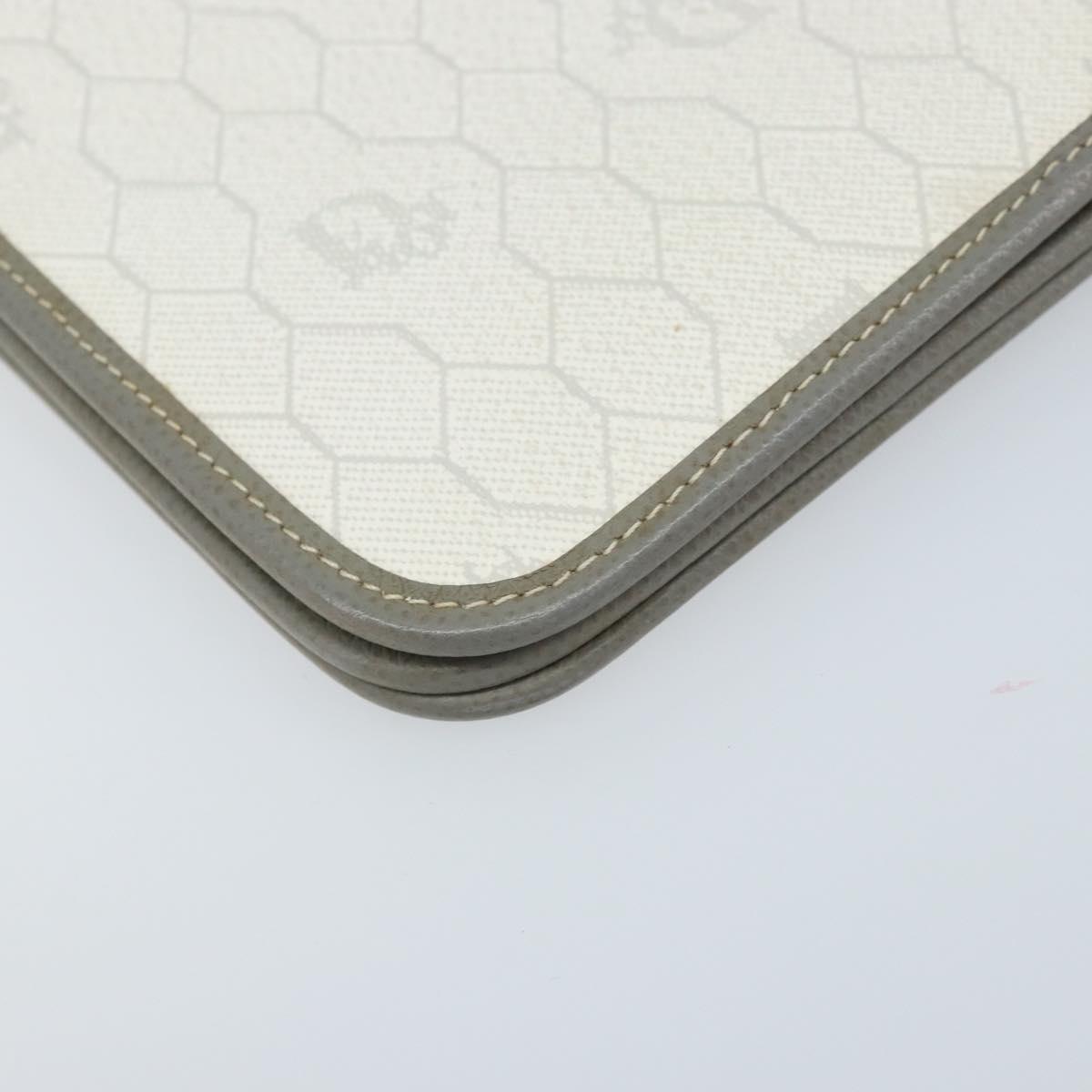 Christian Dior Honeycomb Canvas Chain Shoulder Bag PVC White Gold Auth ep13486