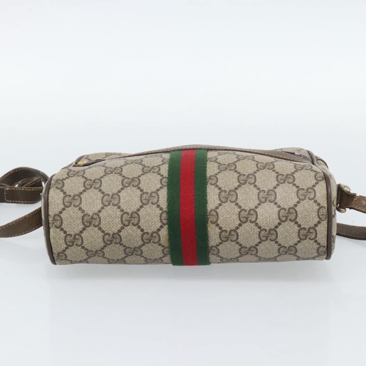 GUCCI GG Supreme Web Sherry Line Bag PVC Beige Gold 010 378 Auth ep13488