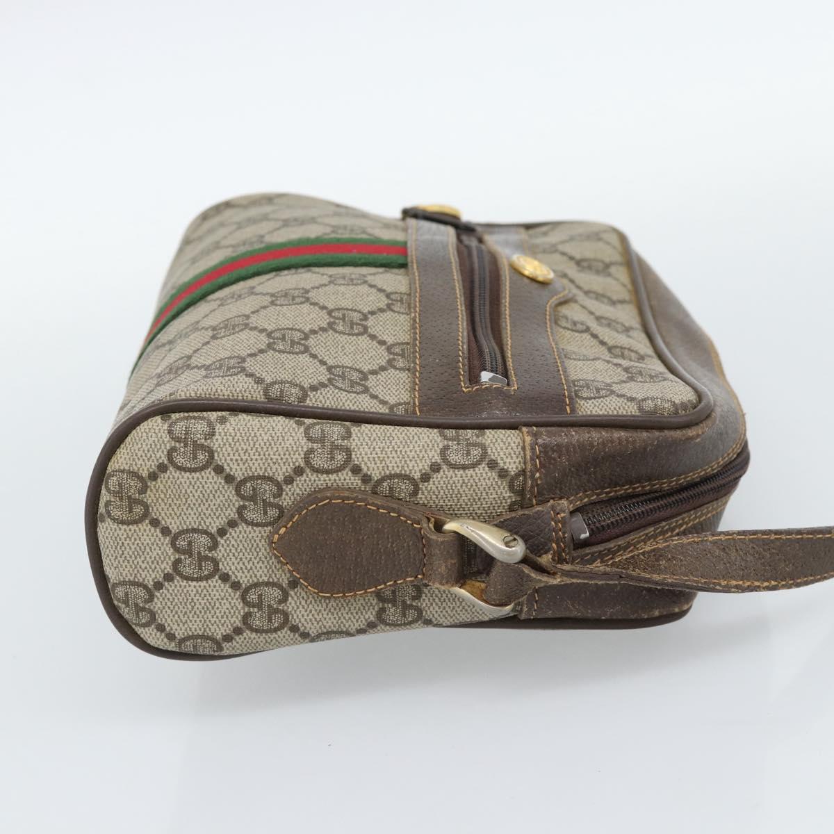 GUCCI GG Supreme Web Sherry Line Bag PVC Beige Gold 010 378 Auth ep13488