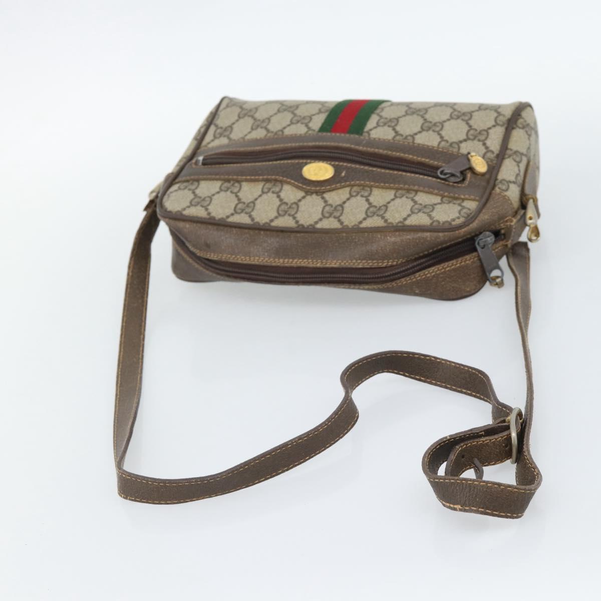 GUCCI GG Supreme Web Sherry Line Bag PVC Beige Gold 010 378 Auth ep13488