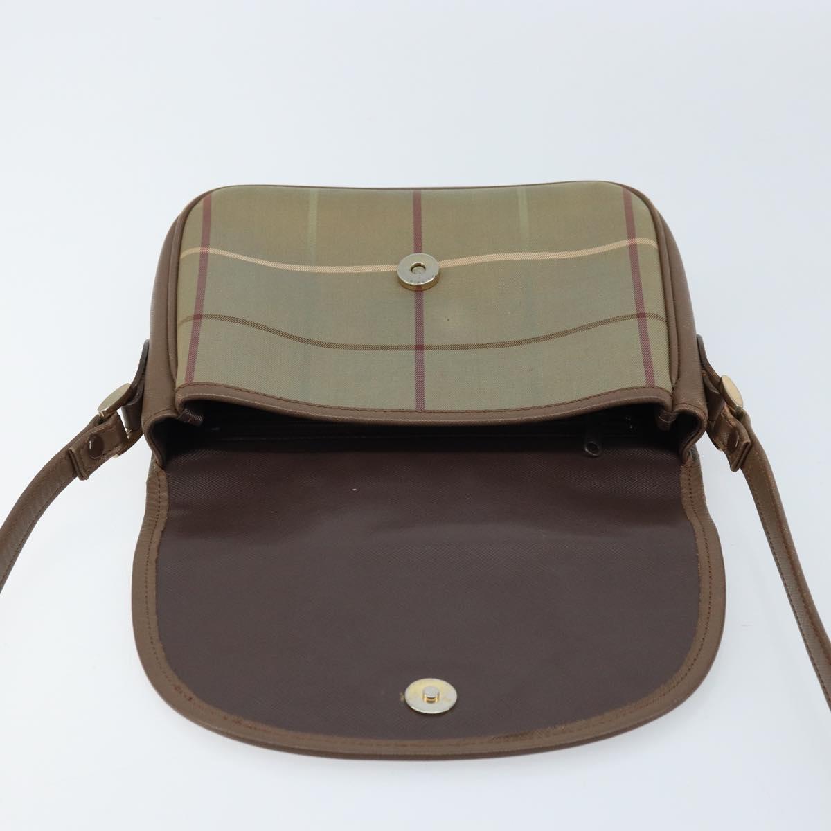Burberrys Nova Check Shoulder Bag Canvas Beige Gold Auth ep13493