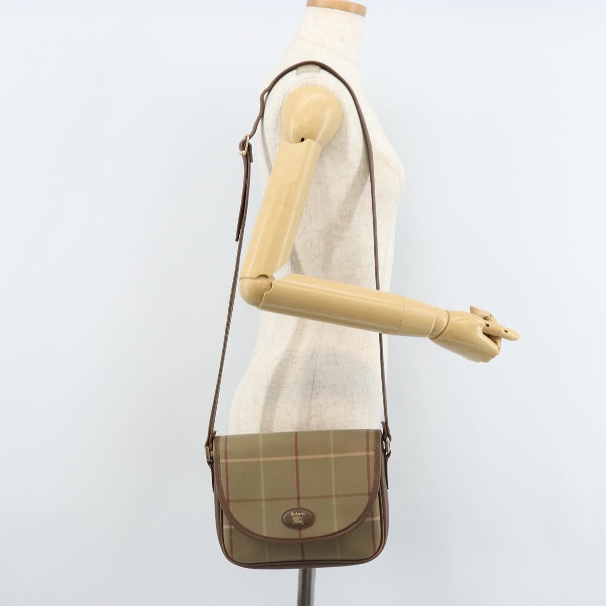Burberrys Nova Check Shoulder Bag Canvas Beige Gold Auth ep13493
