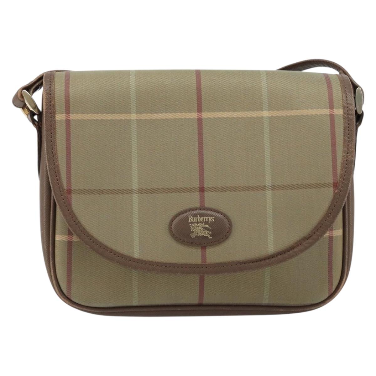 Burberrys Nova Check Shoulder Bag Canvas Beige Gold Auth ep13493