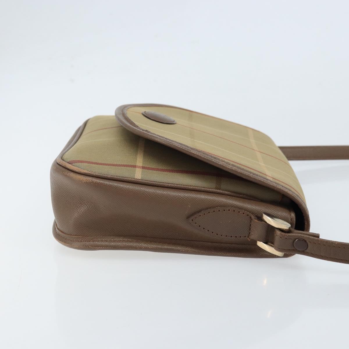 Burberrys Nova Check Shoulder Bag Canvas Beige Gold Auth ep13493