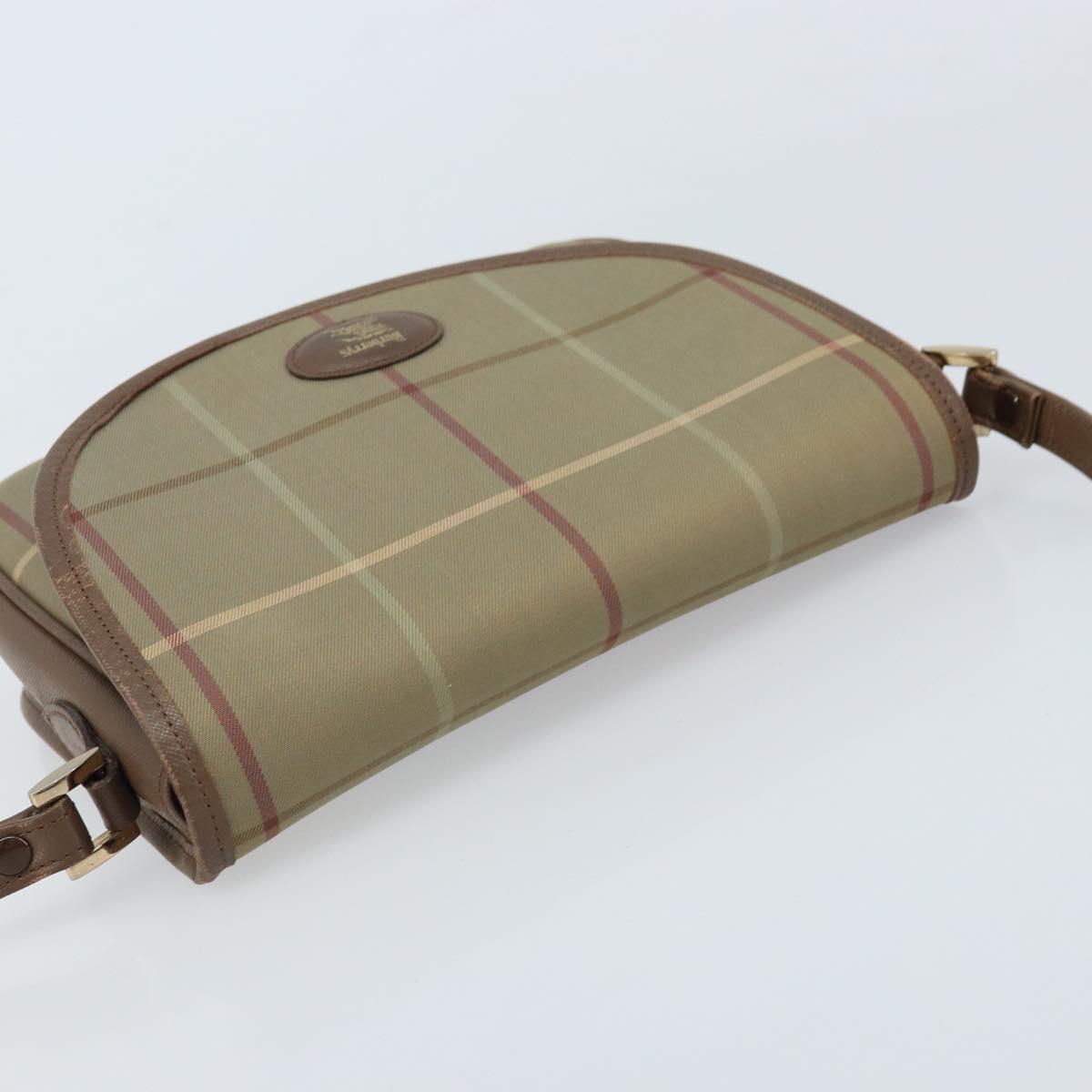 Burberrys Nova Check Shoulder Bag Canvas Beige Gold Auth ep13493