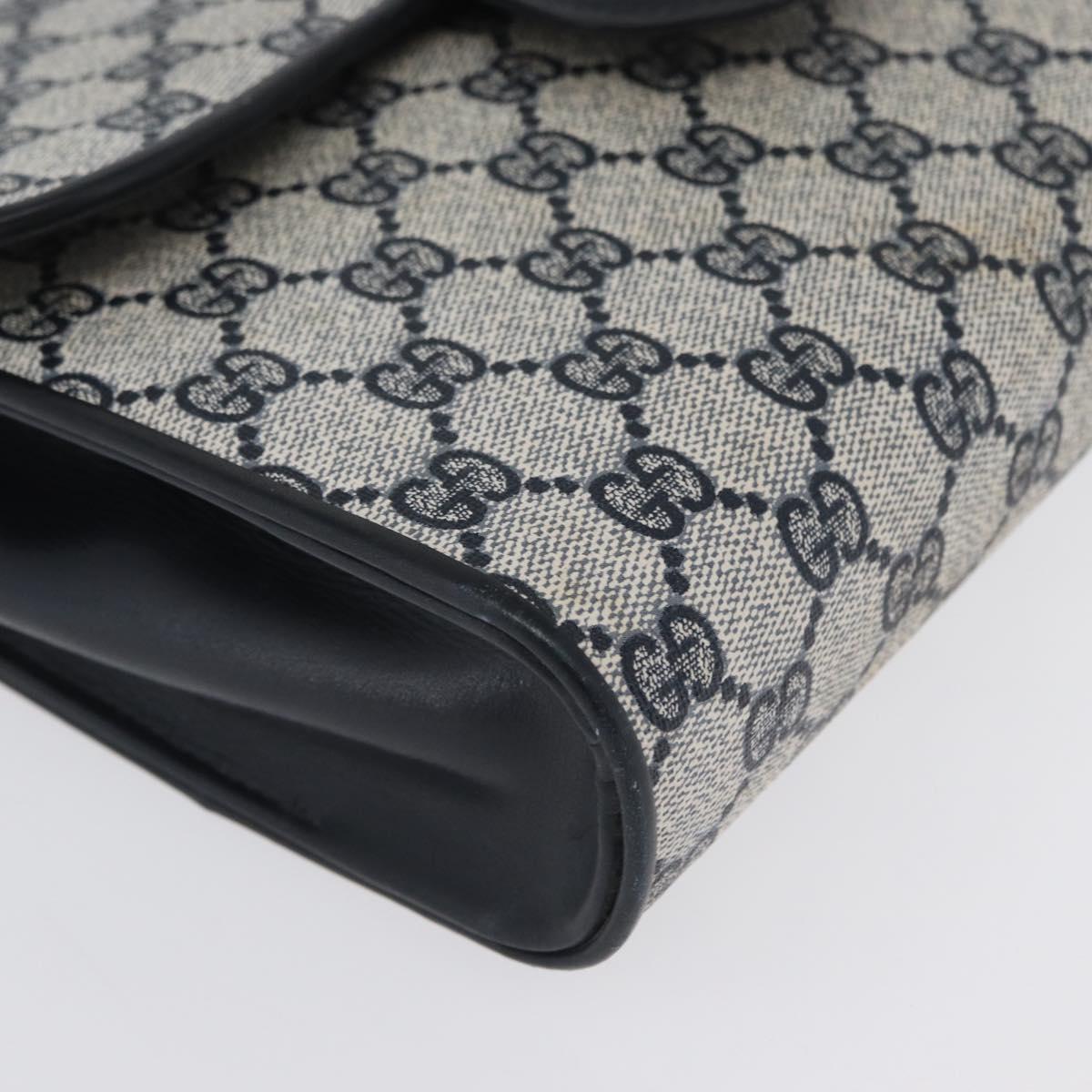 GUCCI GG Supreme Shoulder Bag PVC Navy Gold Auth ep13495