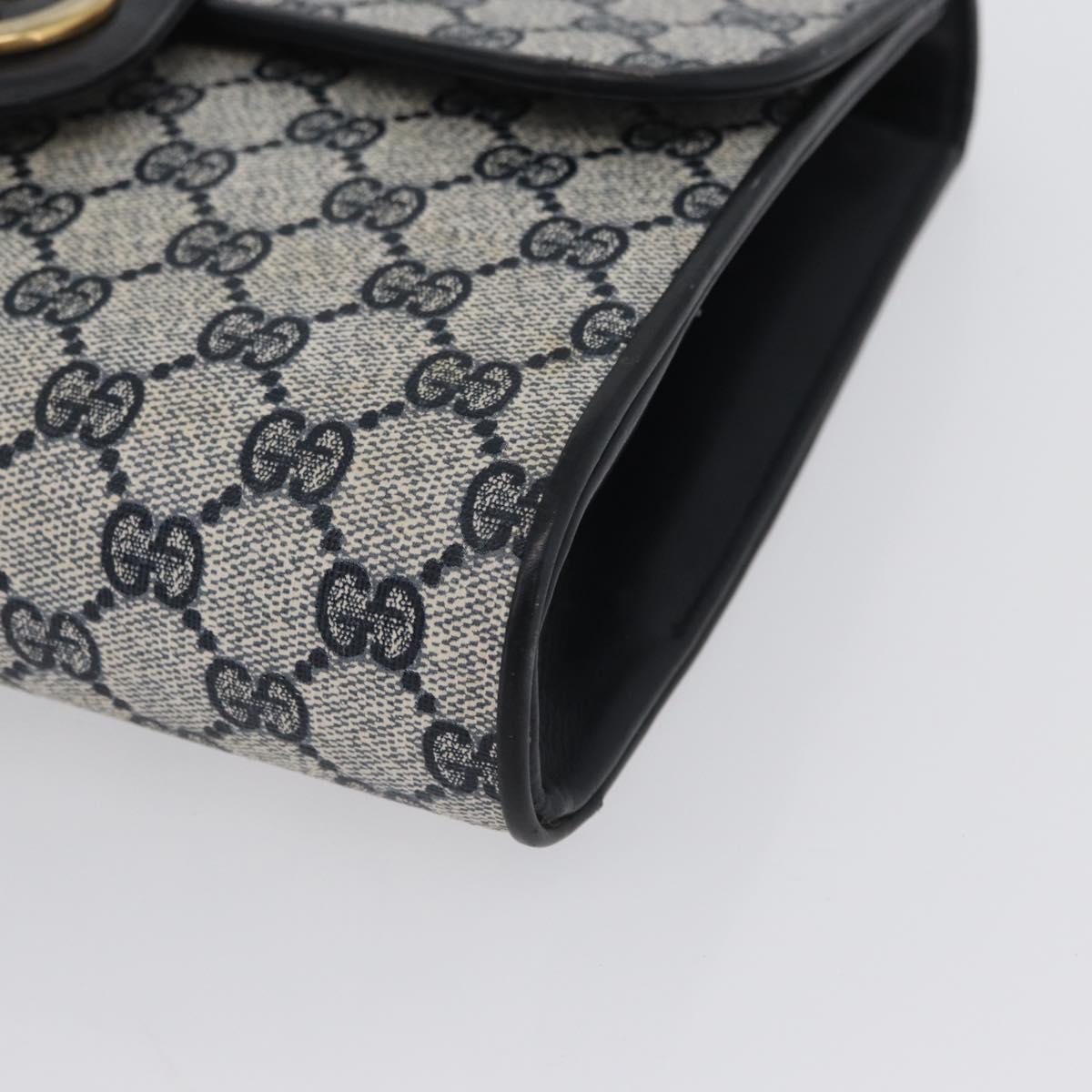 GUCCI GG Supreme Shoulder Bag PVC Navy Gold Auth ep13495